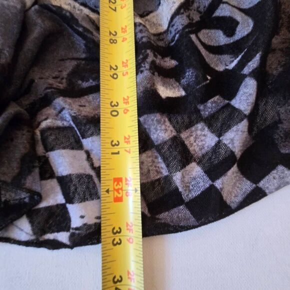 Whispers Womens Open Front Gray Black Print Mesh Cardigan Duster Top Large - Picture 7 of 10